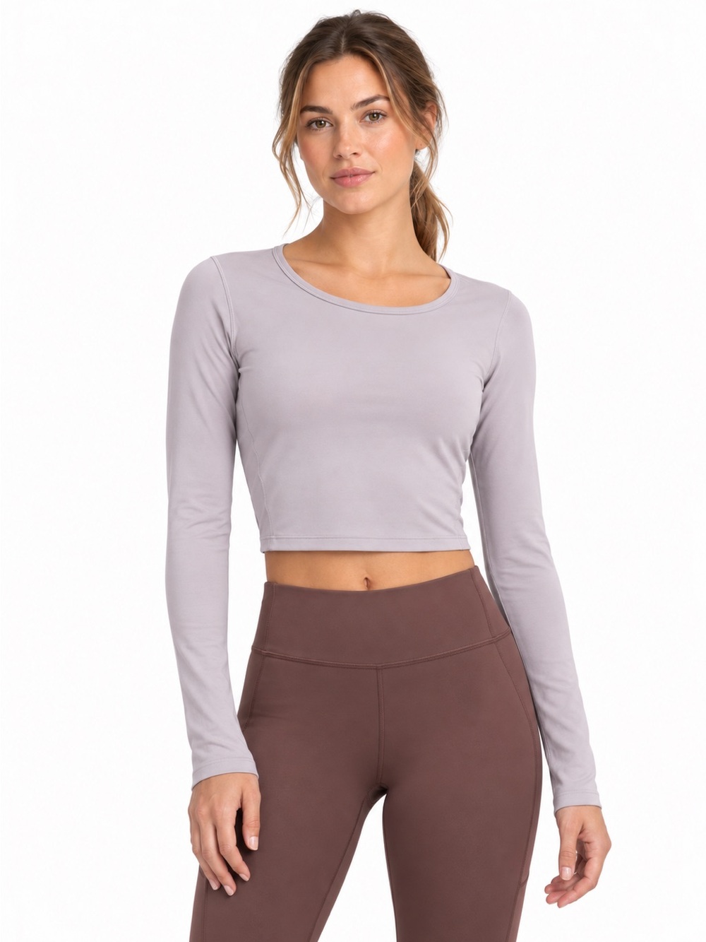 Lululemon Wunder Train Cropped Long Sleeve Top Women’s Size 8 Lavender